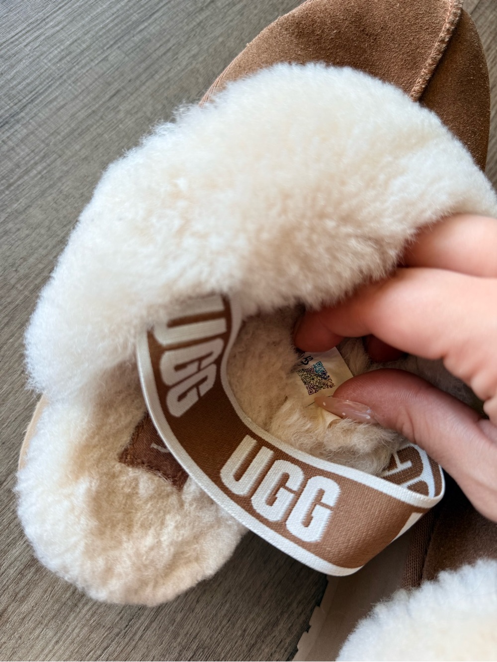 UGG Chestnut Suede Platform Clogs/Slippers with Cream Shearling Cuff - Picture 8 of 10
